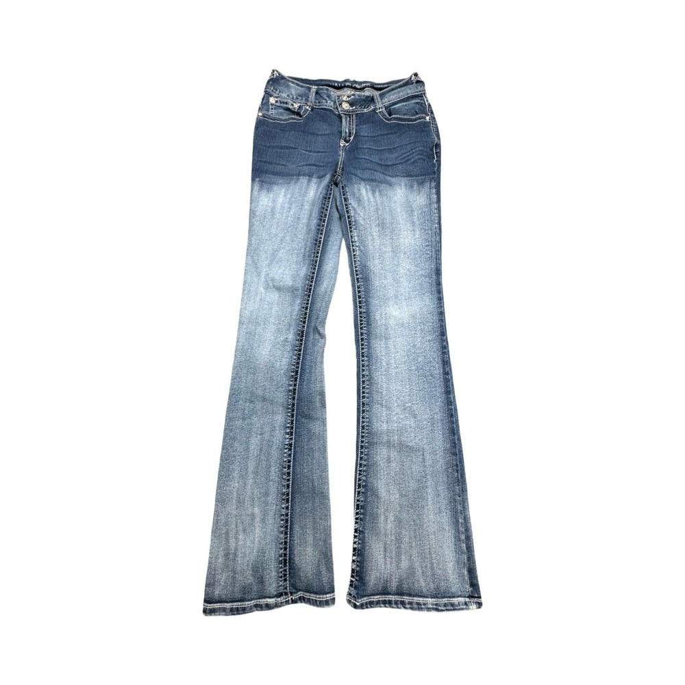 WallFlower Jeans Womens 9 Blue WBM11608B Flare Embroidered Sequin‎ Back Pockets
